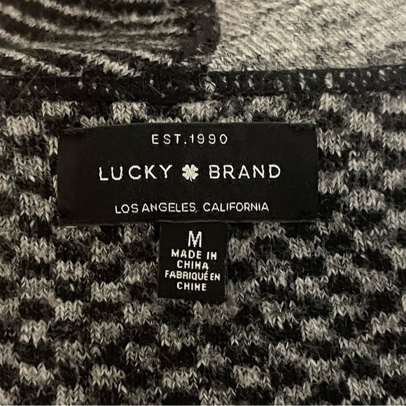 LUCKY BRAND OPEN FRONT CARDIGAN IKAT GEOMETRIC BLACK GRAY Medium - Picture 11 of 13